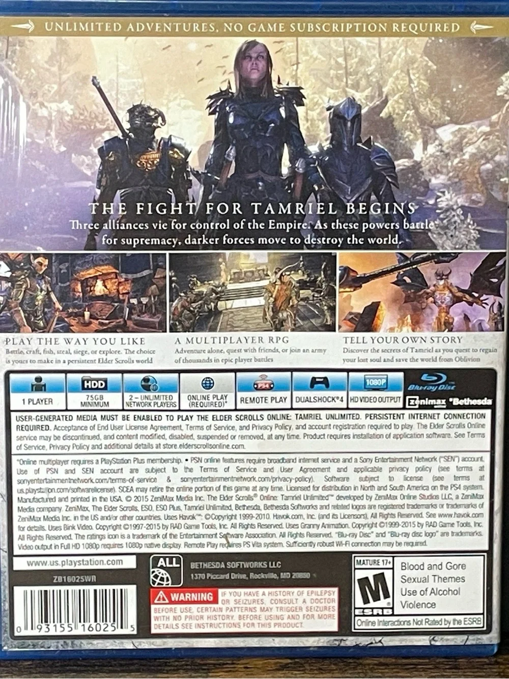 The Elder Scrolls Online Tamriel Unlimited (PS4)